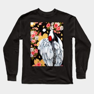 Crane bird in spring Long Sleeve T-Shirt